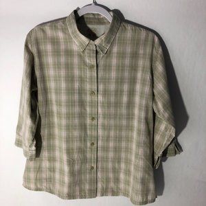 Columbia Womens PFG  Omni Shade Shirt Green Plaid